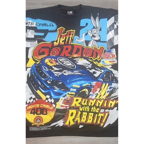 Jeff Gordon Tshirt All Over Print Bugs Bunny Monte Carlo 400 Looney Tunes New LG - Picture 3 of 11